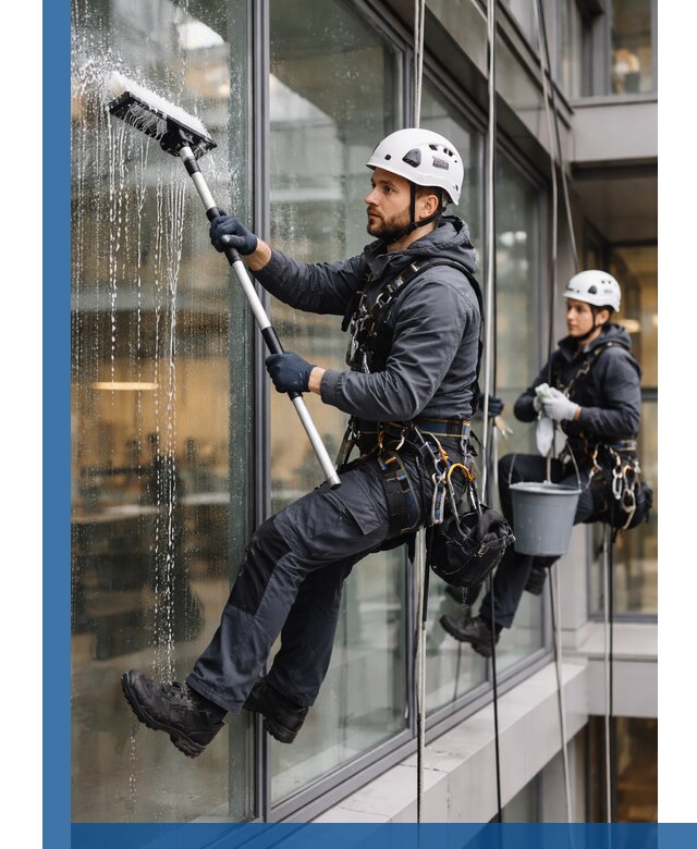 Профессиональная мойка витражей промышленными альпинистами в Самаре