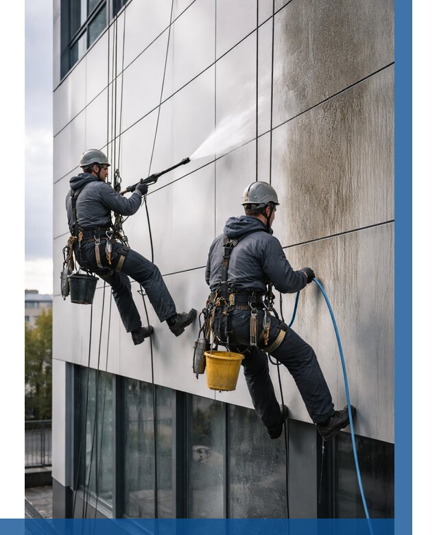 Мойка фасада из композита в Самаре по цене от 303 р. | ВЫСОТНИК-Смр