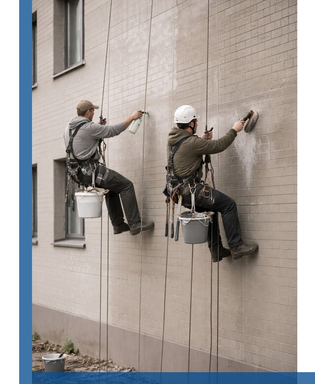 Удаление высолов с фасада зданий в Самаре без повреждений и следов