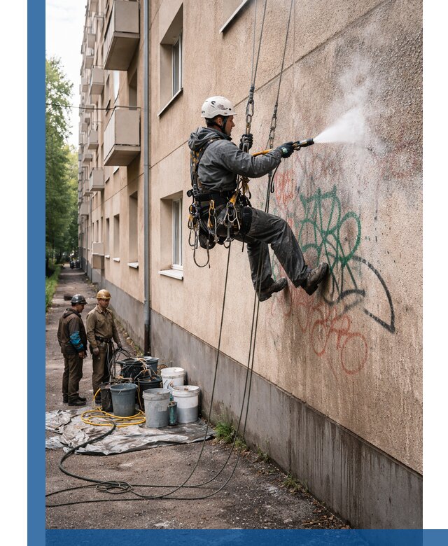 Удаление граффити с фасада в Самаре без следов и повреждений