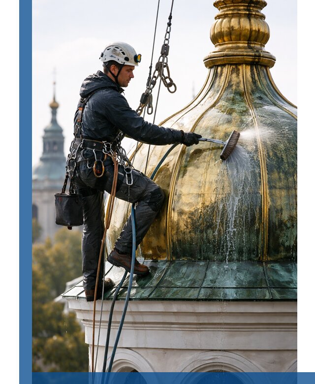 Профессиональная мойка куполов и шпилей высотными альпинистами в Самаре