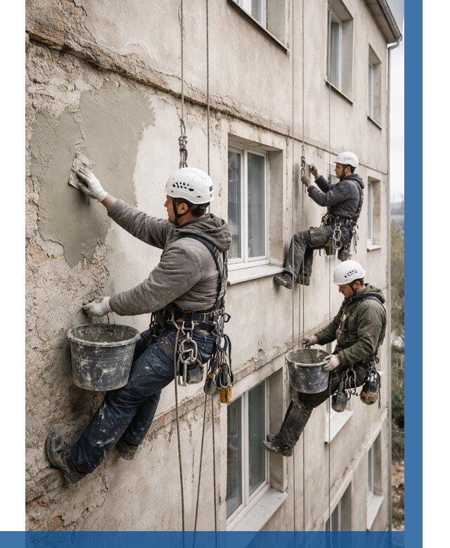 Ремонт штукатурного фасада в Самаре от 758 р. под ключ | ВЫСОТНИК-Смр