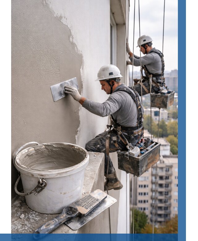 Шпаклевка фасада на высоте в Самаре от 707 р. | ВЫСОТНИК-Смр