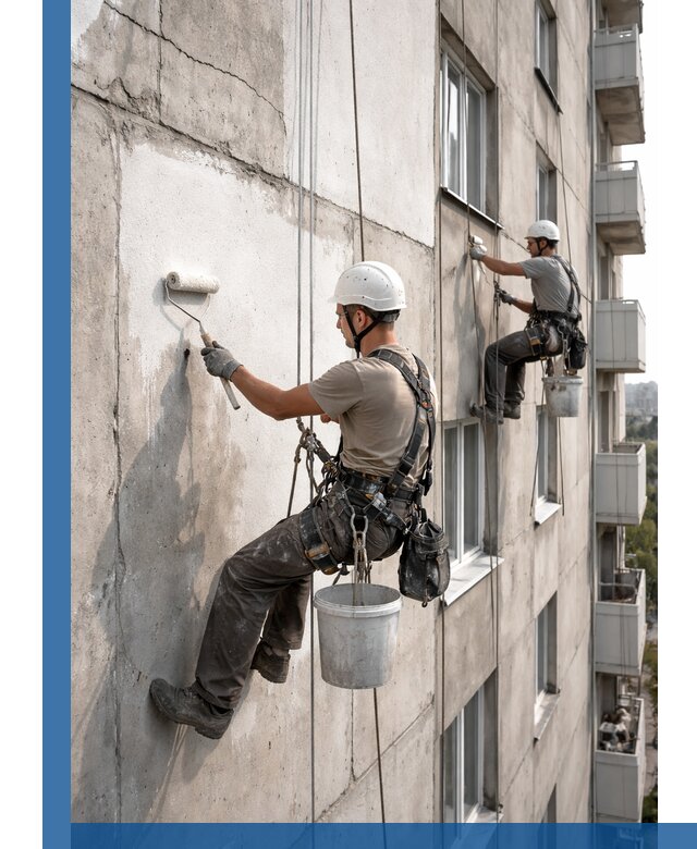 Покраска бетонного фасада в Самаре для жилых и промышленных объектов