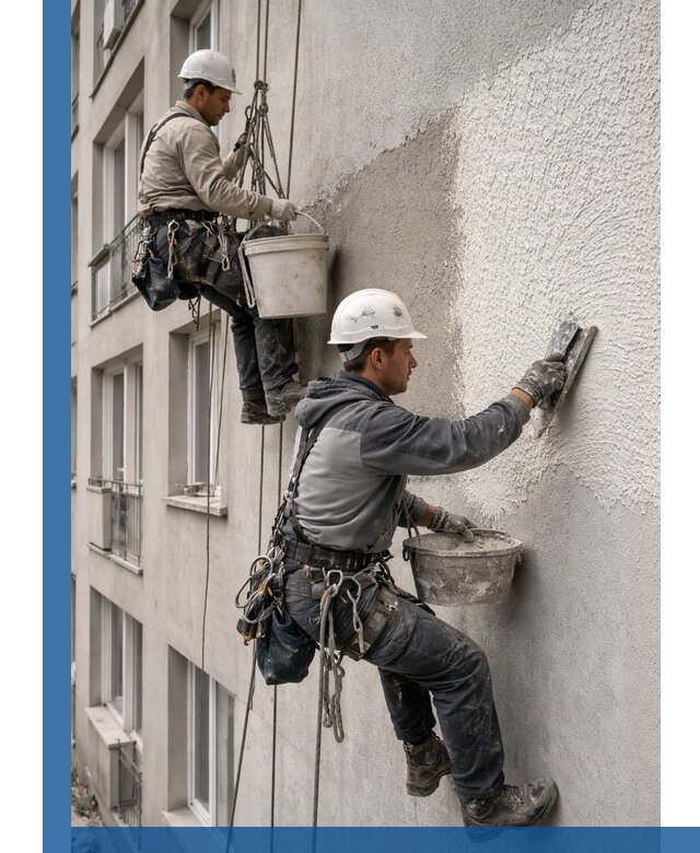 Нанесение декоративной штукатурки короед на фасад в Самаре