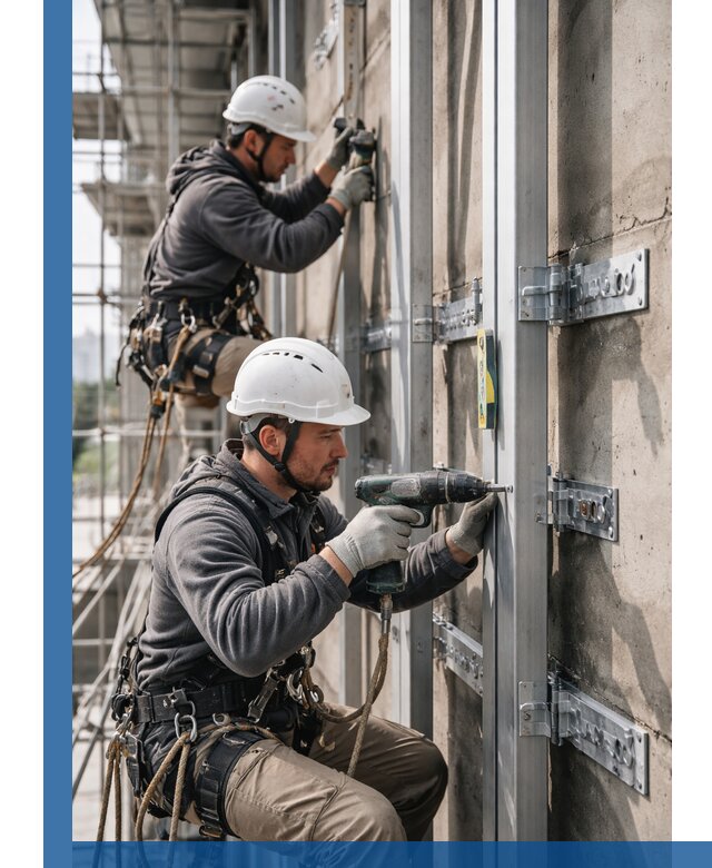 Монтаж и крепление подсистемы вентфасада в Самаре