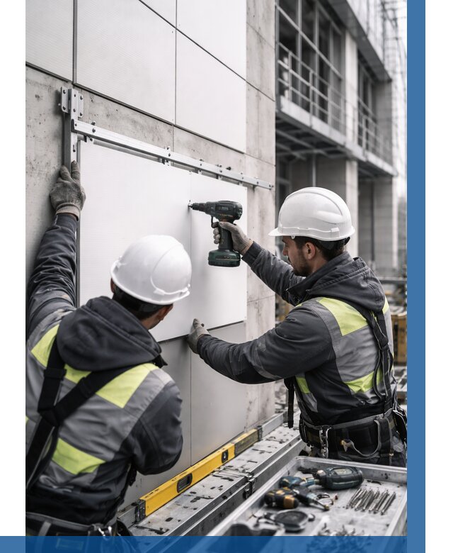 Монтаж композитных панелей фасада в Самаре от 2527 р. | ВЫСОТНИК-Смр