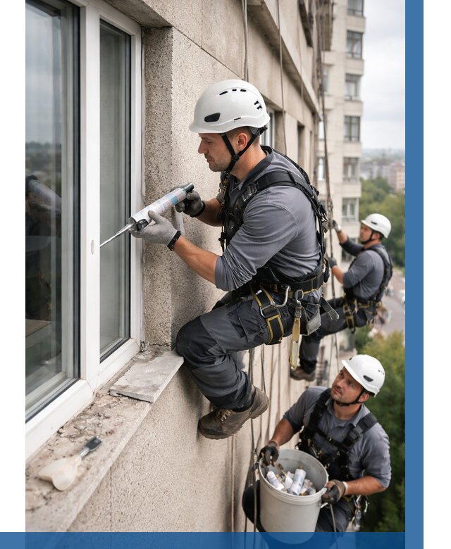 Герметизация оконных швов снаружи в Самаре от 1516 р. | ВЫСОТНИК-Смр