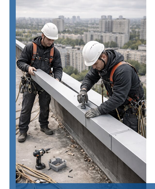 Монтаж парапетных крышек и ограждений кровли в Самаре