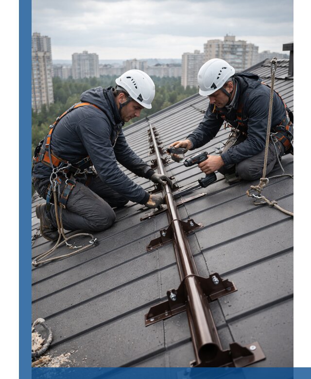 Монтаж снегозадержателей на кровле зданий в Самаре под ключ