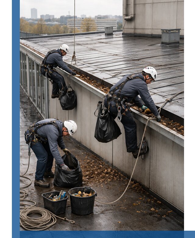 Очистка кровли по периметру в Самаре силами промышленных альпинистов