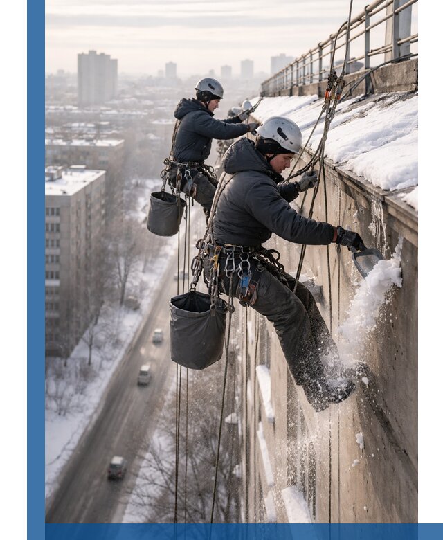 Очистка карнизов от снега в Самаре профессионально и безопасно