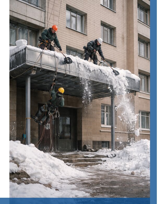 Очистка козырьков от снега в Самаре от 3537 р. | ВЫСОТНИК-Смр