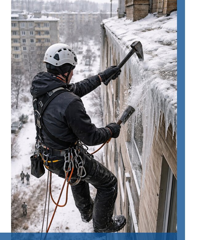 Сбивание сосулек с крыши в Самаре по цене от 4548 р. | ВЫСОТНИК-Смр