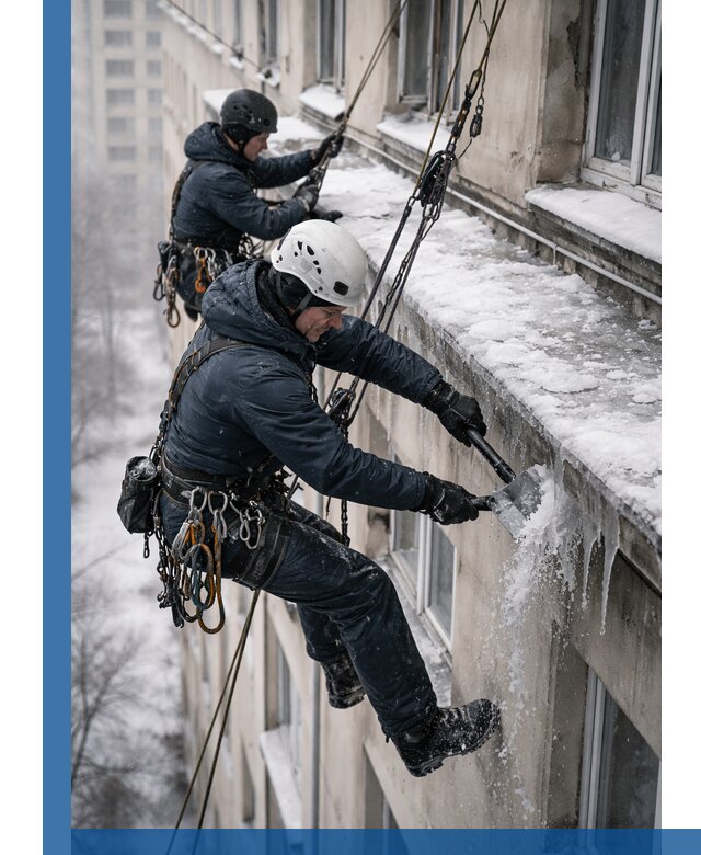 Удаление наледи и сосулек с карнизов в Самаре профессионально