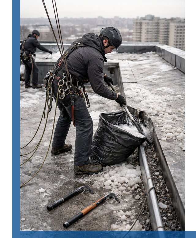 Аварийная очистка кровли в Самаре от промальпинистов
