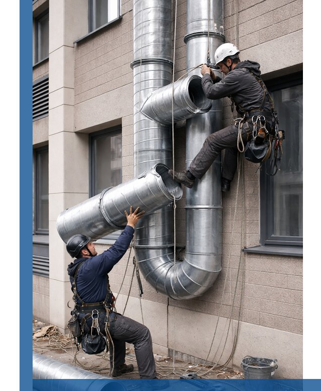 Монтаж фасадных воздуховодов в Самаре с герметизацией и крепежом