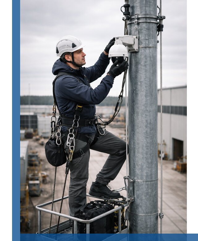 Профессиональная установка видеокамер на мачте в Самаре