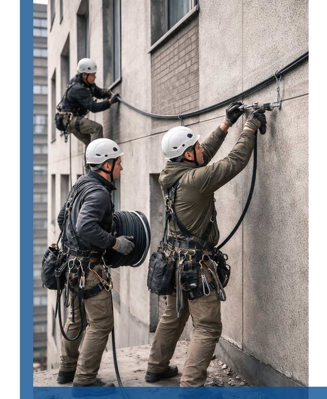 Прокладка кабеля по фасаду в Самаре, профессиональный монтаж