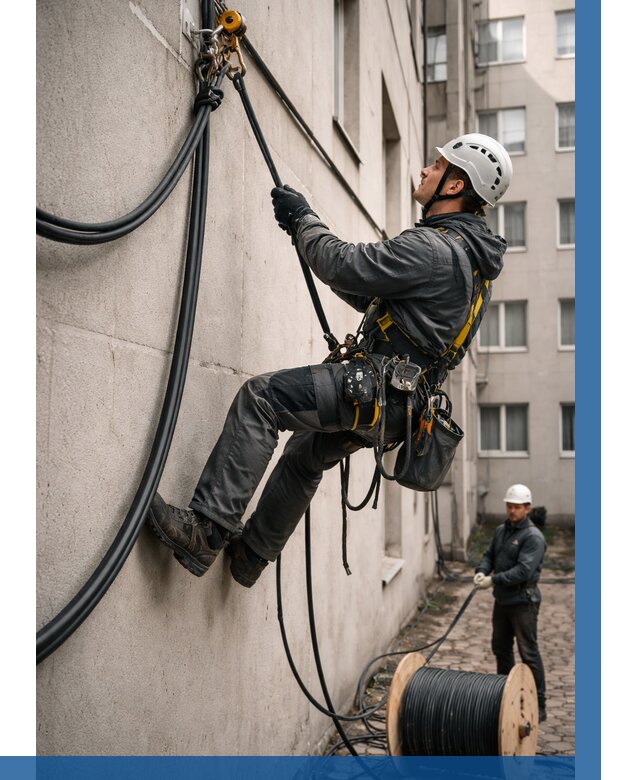 Протяжка кабеля питания на высоте в Самаре от 455 р. | ВЫСОТНИК-Смр