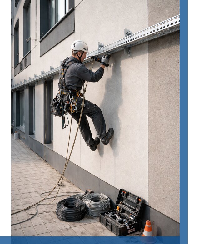 Монтаж кабельных лотков на фасаде в Самаре от 1213 р. | ВЫСОТНИК-Смр