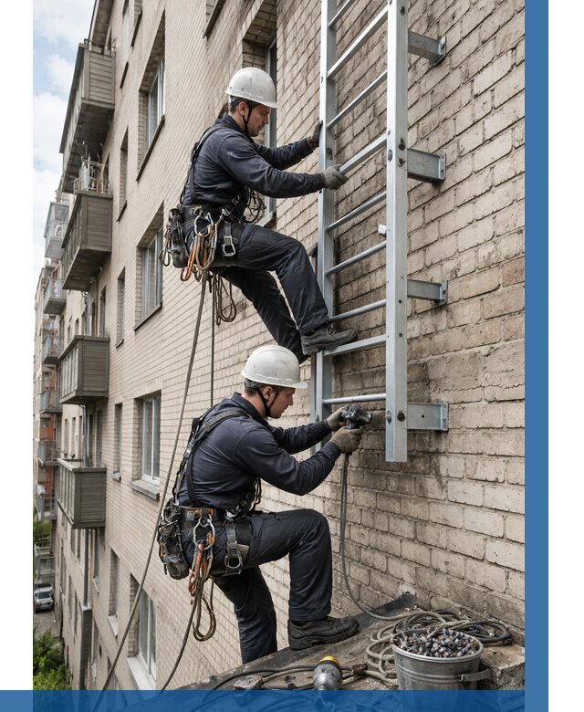 Монтаж пожарной лестницы в Самаре от 25265 р заказать у ВЫСОТНИК-Смр