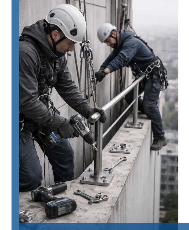 Монтаж перил на высоте в Самаре для жилых и промобъектов