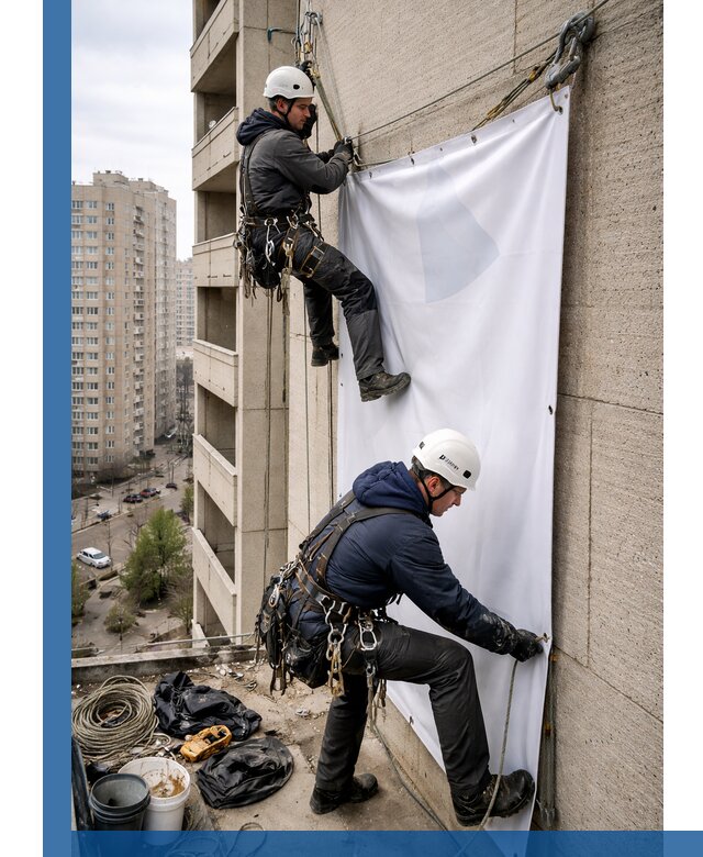 Профессиональный монтаж баннеров на фасаде в Самаре