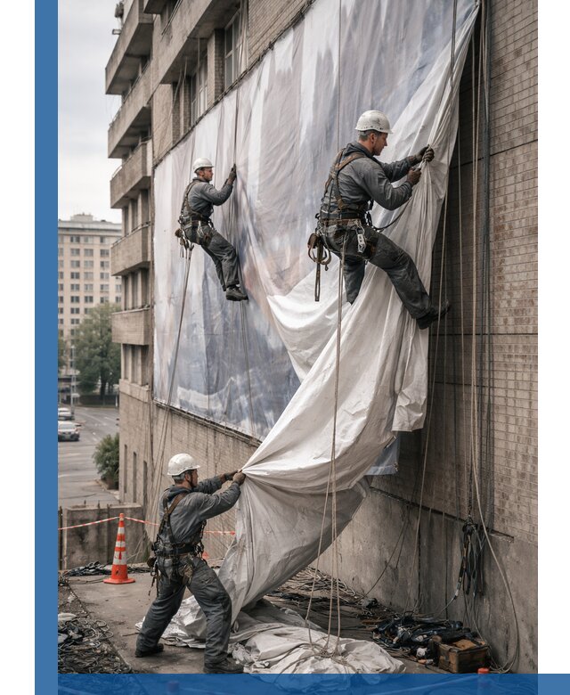 Демонтаж баннеров с фасада в Самаре оперативно и безопасно