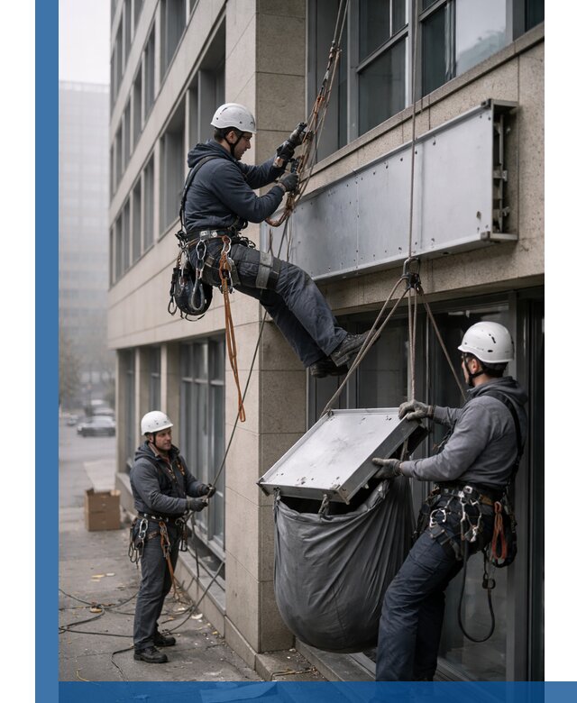 Демонтаж рекламной вывески с высотными работами в Самаре