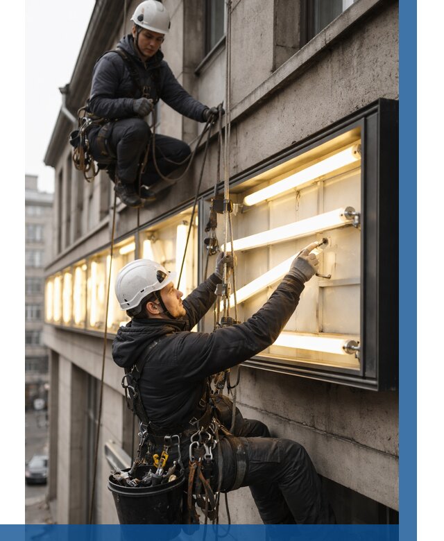 Замена ламп в вывеске в Самаре под ключ от 3537 р. | ВЫСОТНИК-Смр