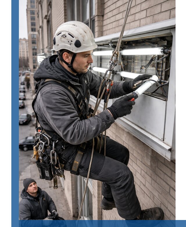 Профессиональная замена ламп в наружной вывеске в Самаре