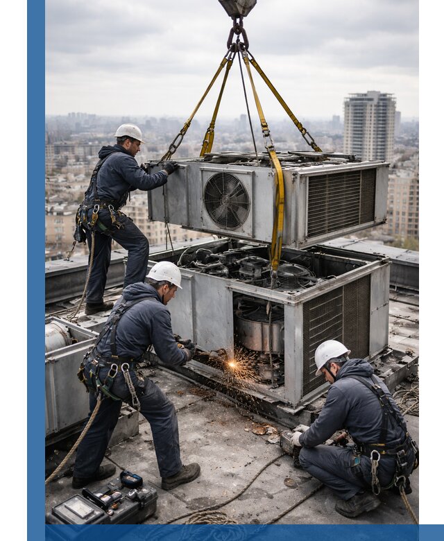 Демонтаж крышной установки в Самаре любой сложности