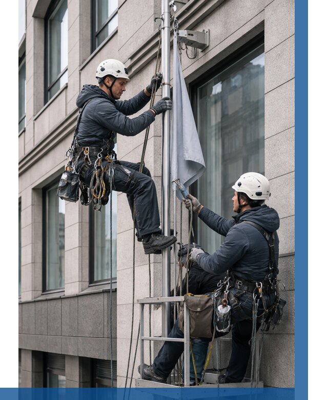 Установка флагов на фасаде в Самаре от 4548 р. | ВЫСОТНИК-Смр