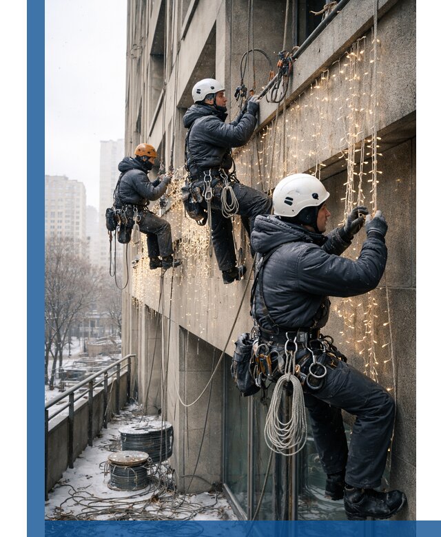 Монтаж новогодней иллюминации и украшение фасадов в Самаре