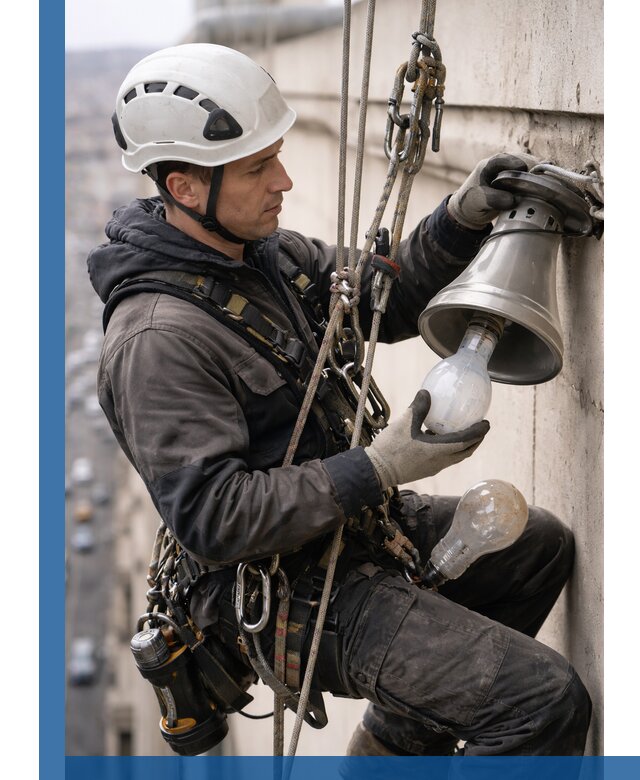 Замена ламп на высоте в Самаре профессионально и быстро