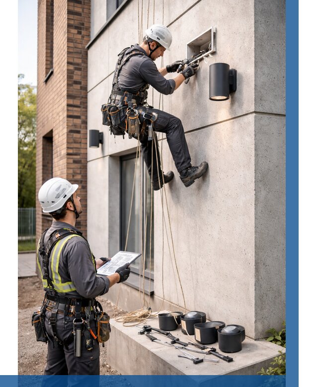 Монтаж фасадного освещения в Самаре от 2527 р. | ВЫСОТНИК-Смр