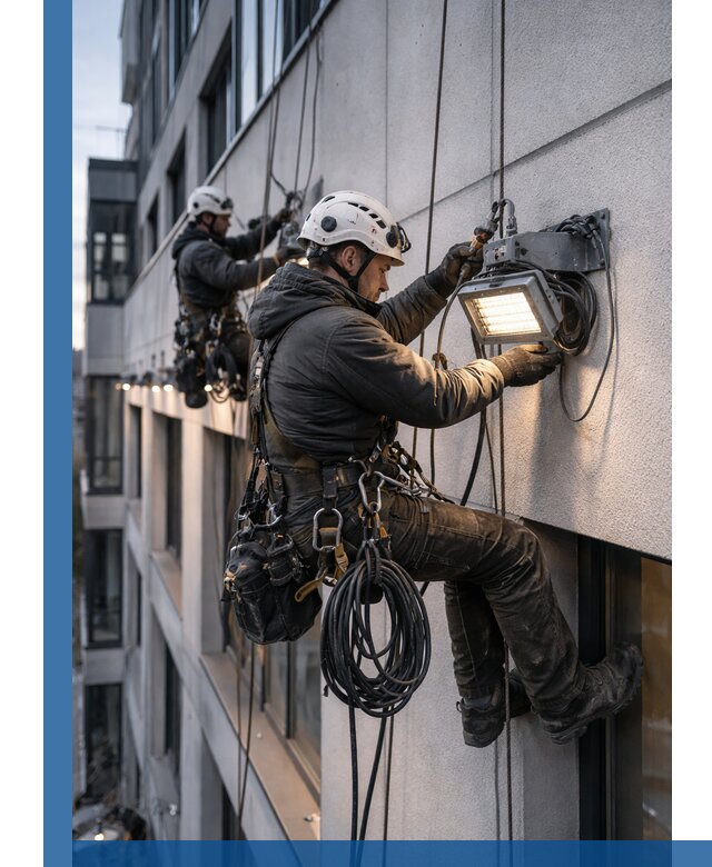 Монтаж фасадного освещения в Самаре установка и подключение