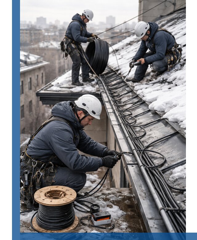 Монтаж греющего кабеля на кровле в Самаре под ключ