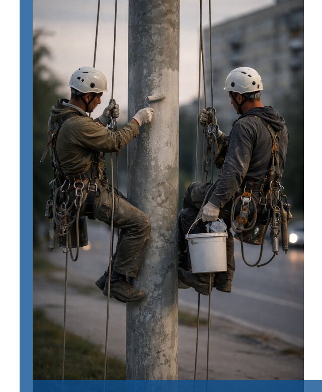 Покраска опор освещения и антикоррозийная защита в Самаре