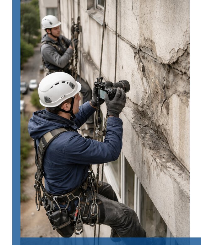 Фотофиксация дефектов фасада с высотной съемкой в Самаре