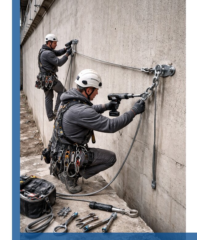 Монтаж анкерных линий высотной безопасности в Самаре