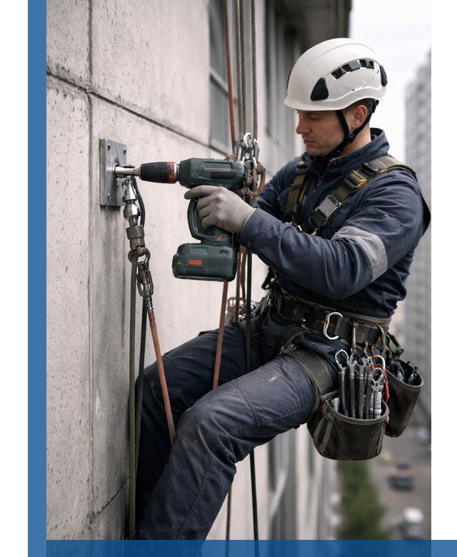 Установка анкерных точек для высотных работ в Самаре